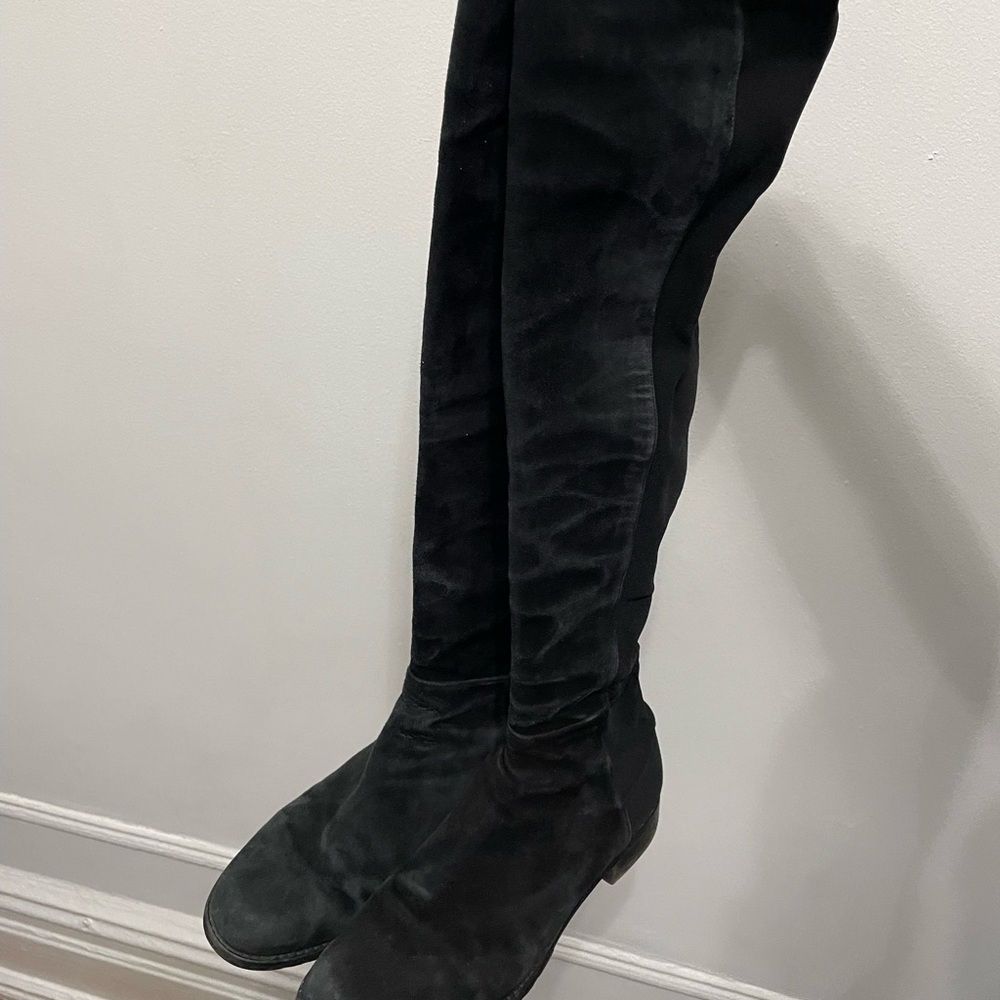 Stuart Weitzman 5050 Black Suede Knee-High Boots